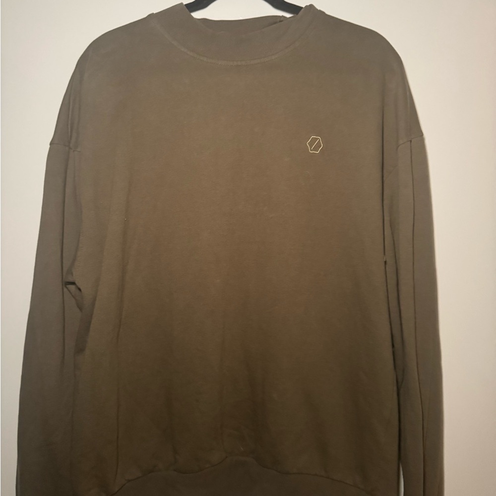 Urban Outfitters Olive Crewneck Sweatshirt with Subtle Hex Logo
